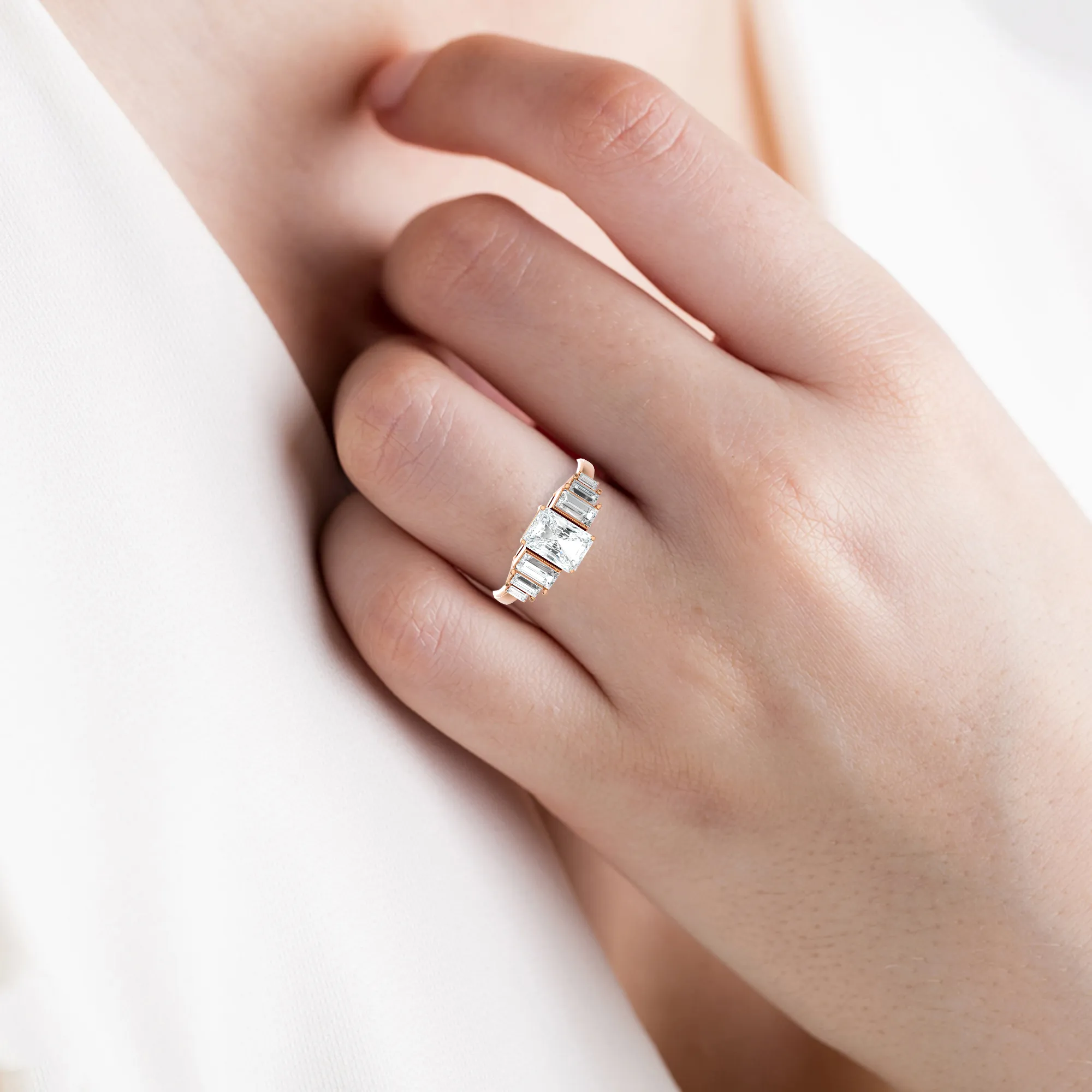 1 1/2 ctw Emerald-Cut Lab Grown Diamond Anniversary Ring