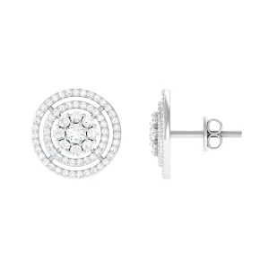 1 CT Classic Round Cubic Zirconia Stud Earrings in Gold