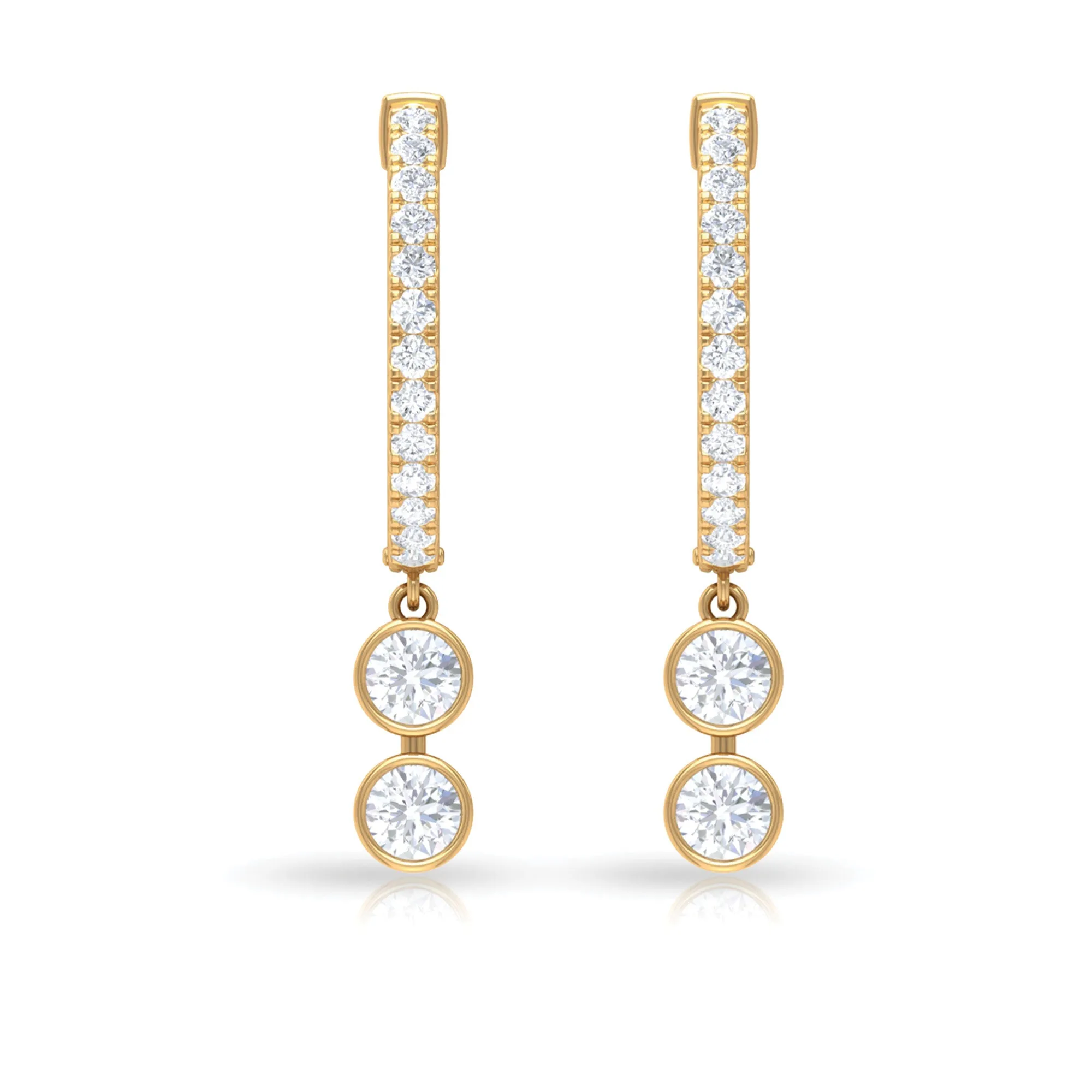 1 CT Cubic Zirconia Hoop Drop Earrings in Gold