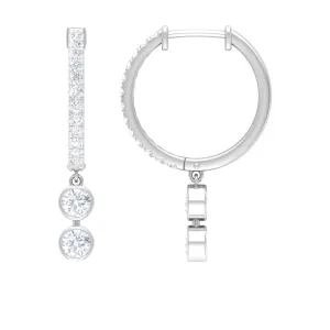 1 CT Cubic Zirconia Hoop Drop Earrings in Gold