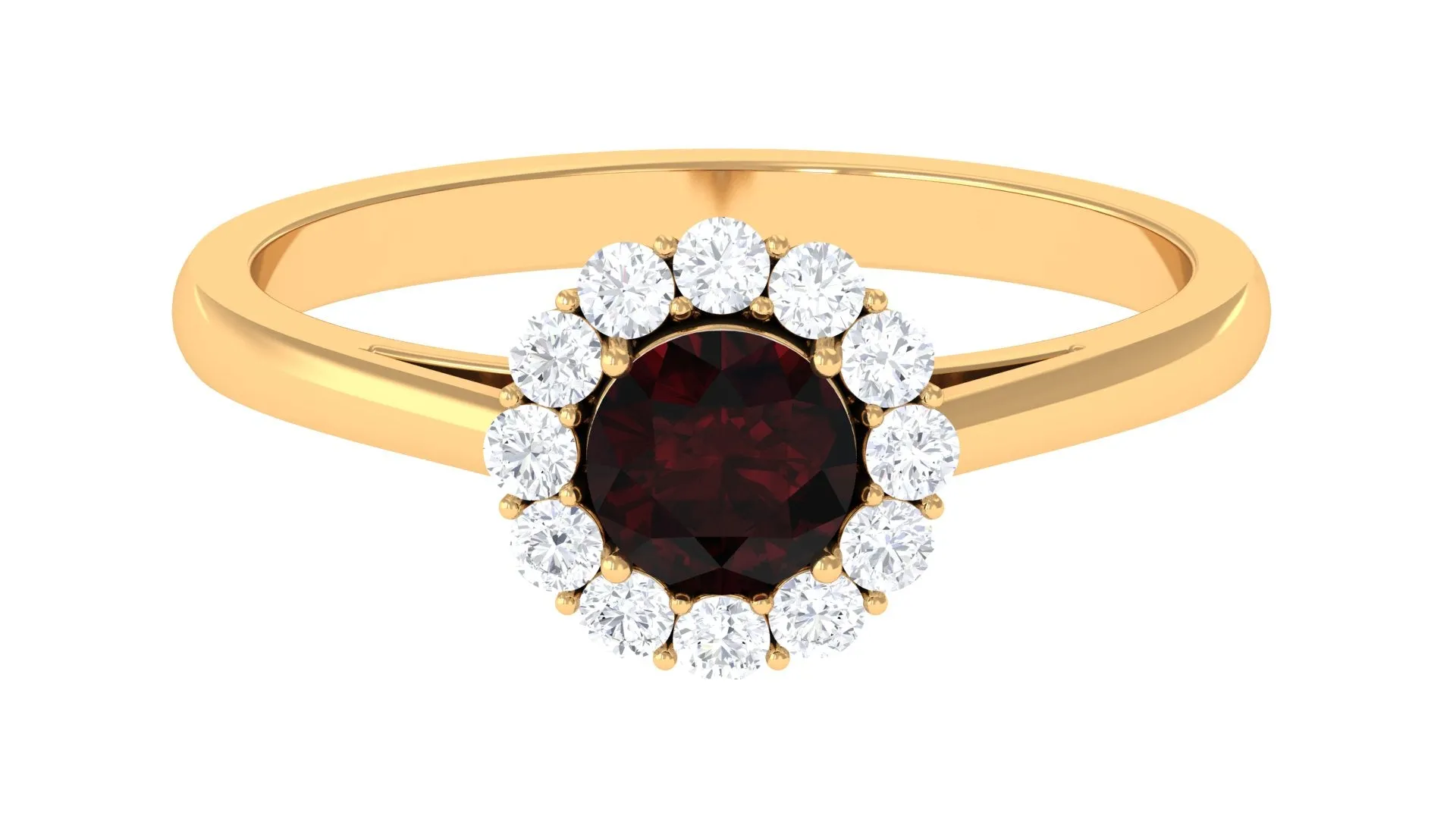 1 CT Garnet and Diamond Floating Halo Engagement Ring