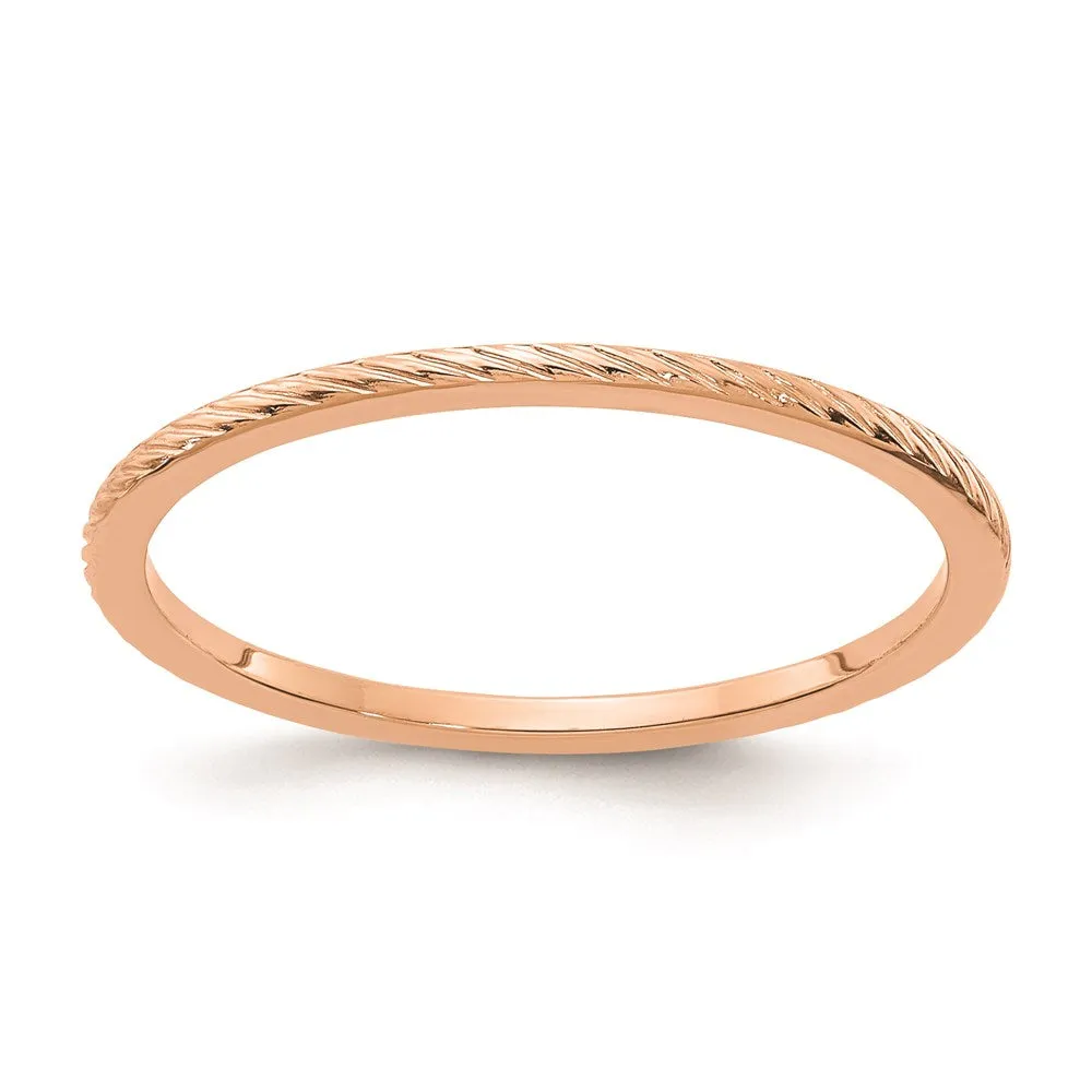 10K Rose Gold 1.2mm Twisted Wire Pattern Stackable Band | 1STK22-120R