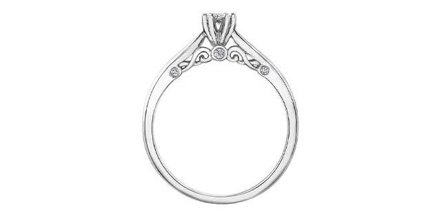 10K White Gold "ILLUMINAIRE" Solitaire with Accent Stones Engagement Ring