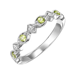 10Kt White Gold Diamond 1/20Ctw & Peridot 1/6Ctw Ring