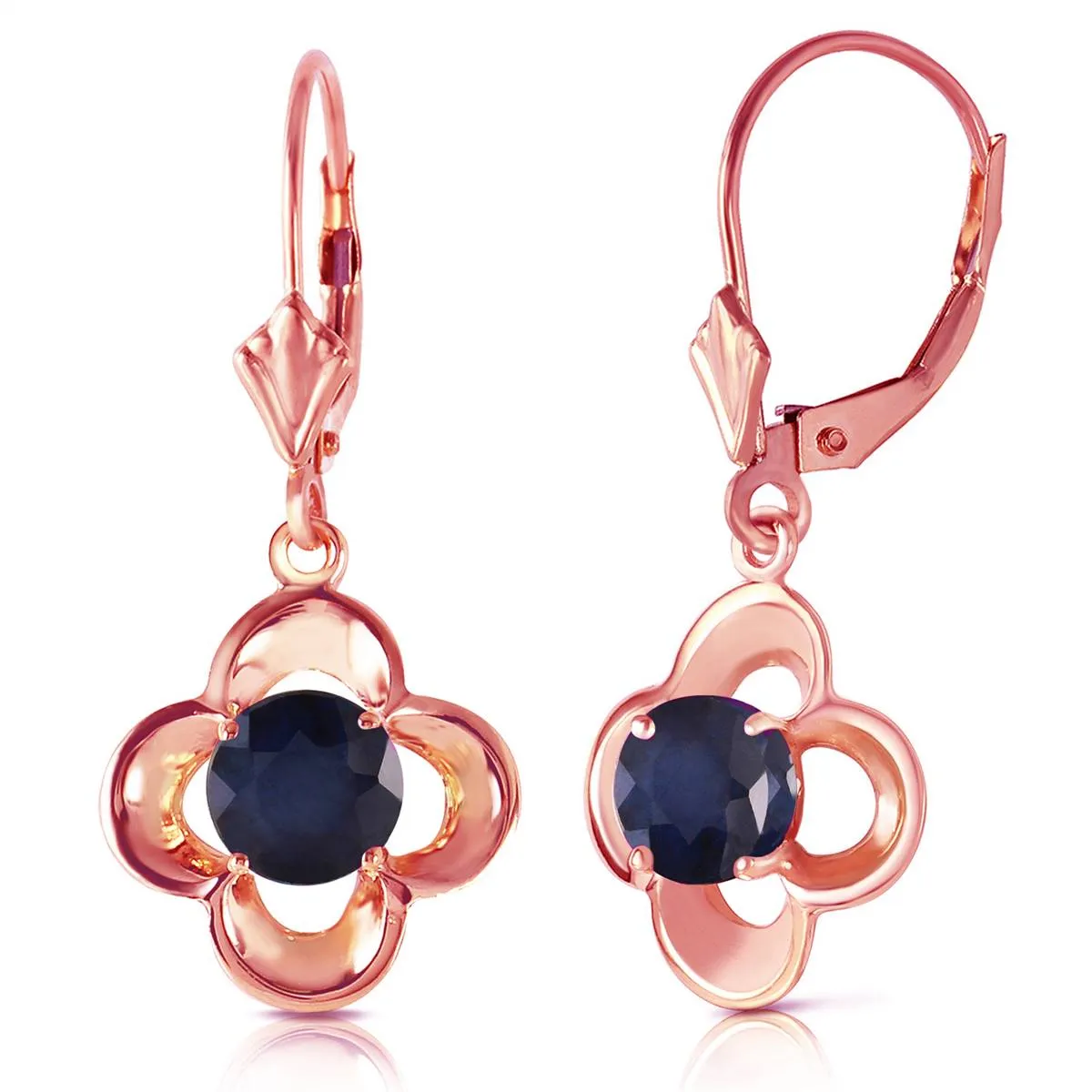 1.1 Carat 14K Solid Rose Gold Leverback Earrings Natural Sapphire