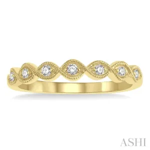 1/10 Ctw Milgrain Marquise Lattice Round Cut Diamond Stack Band in 14K Yellow Gold