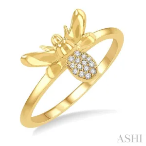 1/20 ctw Bumble Bee Round Cut Diamond Petite Fashion Ring in 10K Yellow Gold