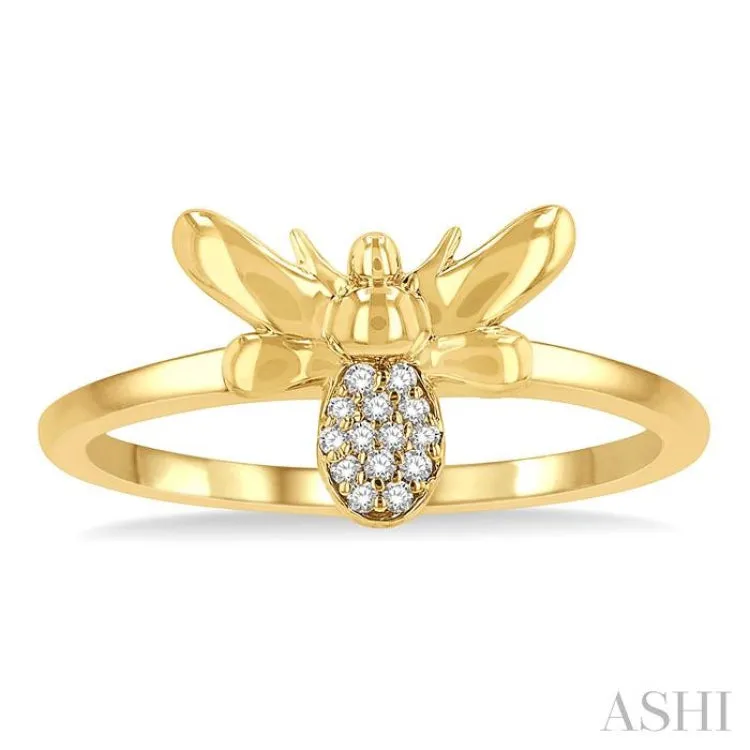 1/20 ctw Bumble Bee Round Cut Diamond Petite Fashion Ring in 10K Yellow Gold