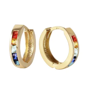 1.3 Carat 14K Solid Yellow Gold Hoop Earrings Multicolor Sapphire