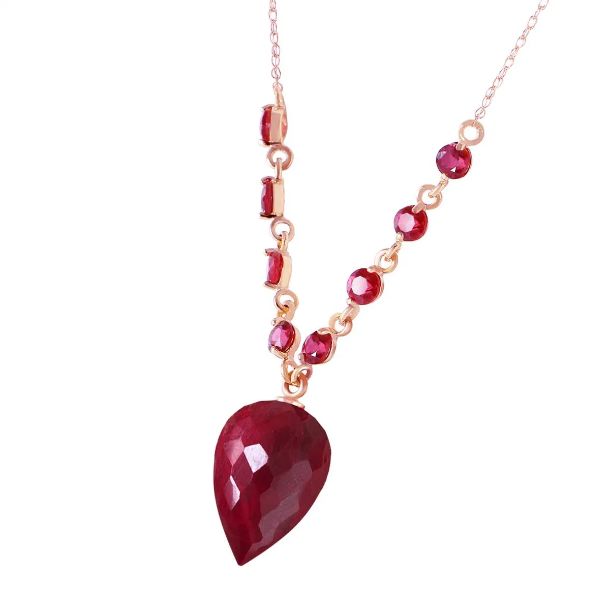 14 Carat 14K Solid Rose Gold Fury Ruby Necklace