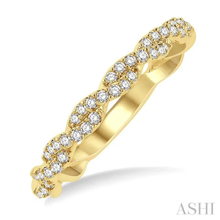 1/4 Ctw Entwined Round Cut Diamond Stackable Twist Ring in 14K Yellow Gold