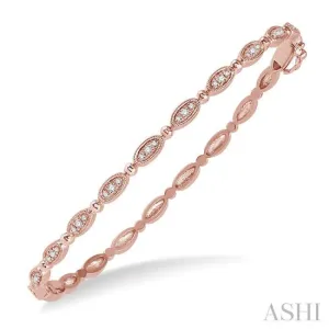 1/4 ctw Oval Mount Round Cut Diamond Stackable Bangle in 14K Rose Gold