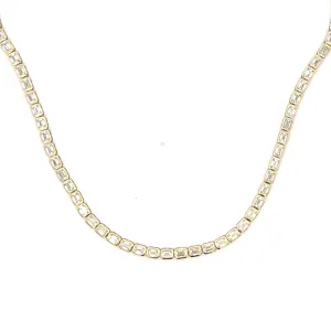 14K & 18K Gold Bezel Set East West Emerald Cut Diamond Necklace, Lab Grown