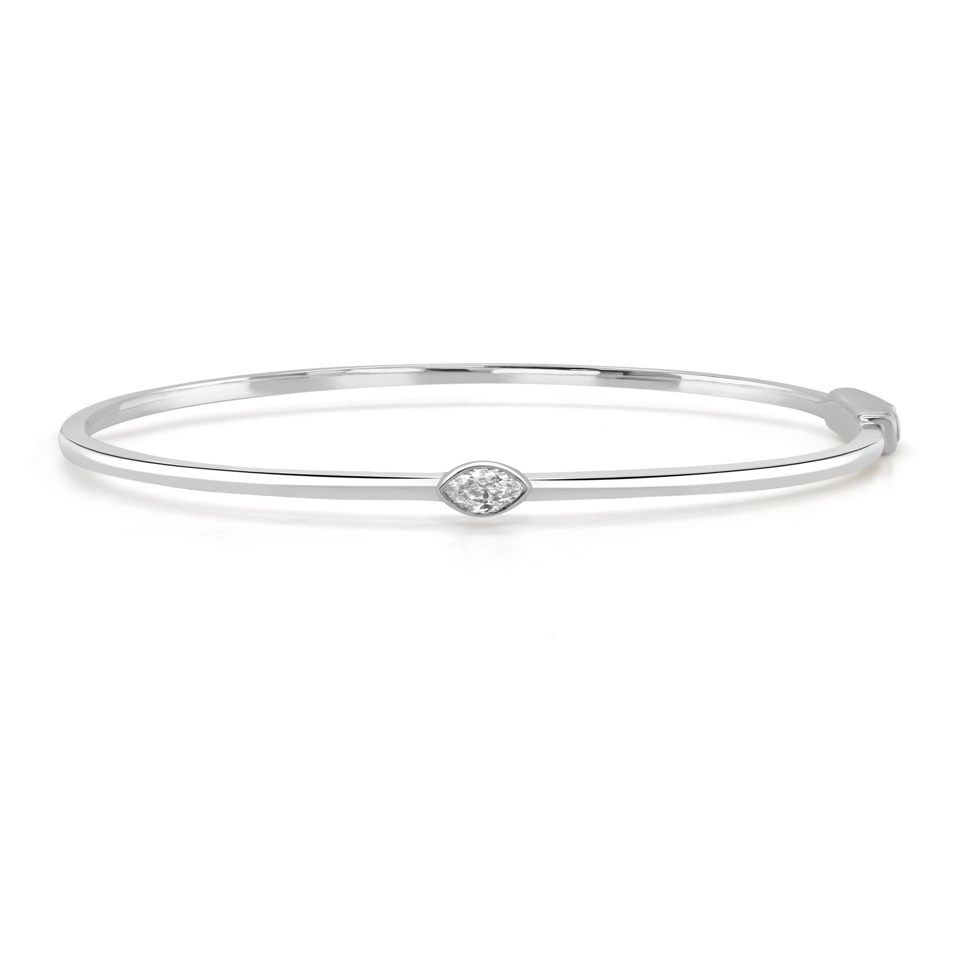 14K Gold Marquise Diamond Bangle - 0.21ct