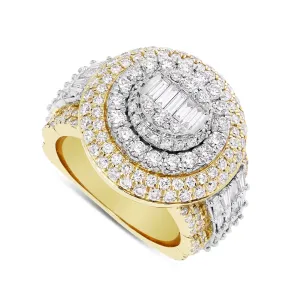 14K Gold Two Tone 7.65ct Bilevel Halo Diamond Ring