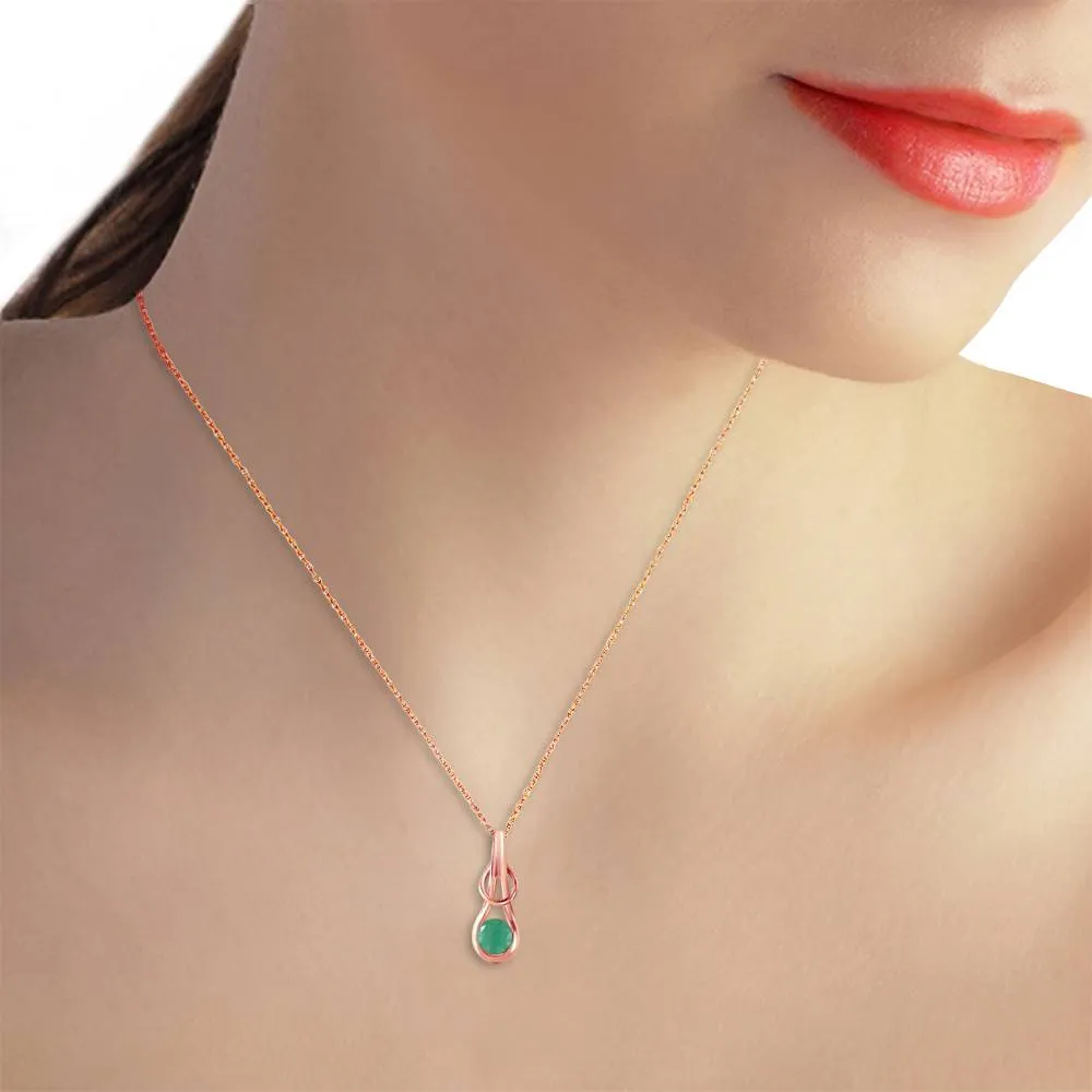 14K Solid Rose Gold Natural Emerald Necklace Certified Class