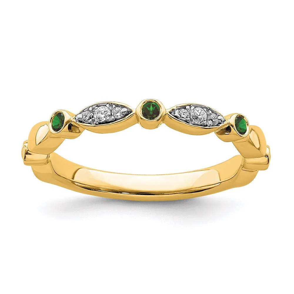 14k Stackable Expressions Created Emerald and Diamond Ring | SK2089