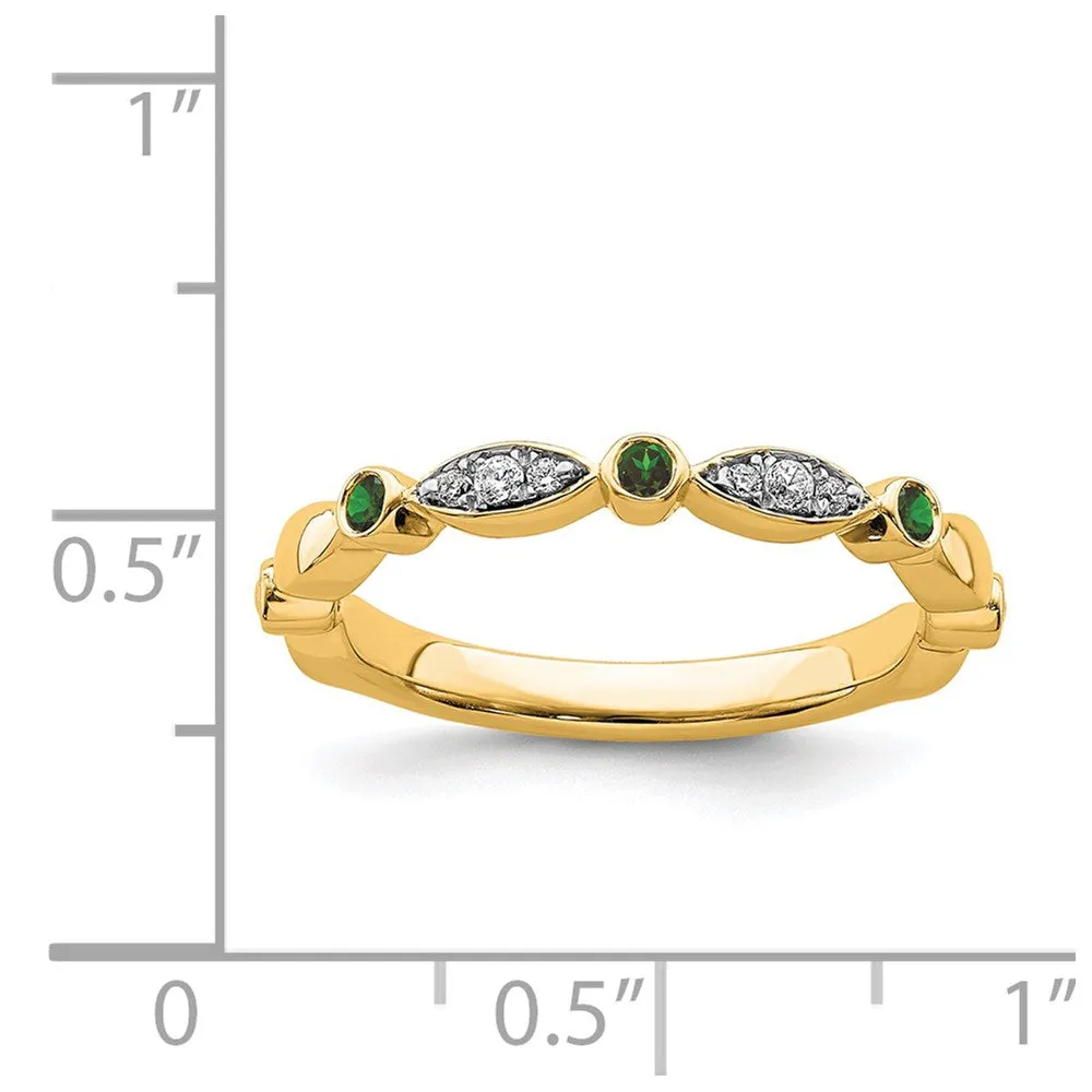 14k Stackable Expressions Created Emerald and Diamond Ring | SK2089