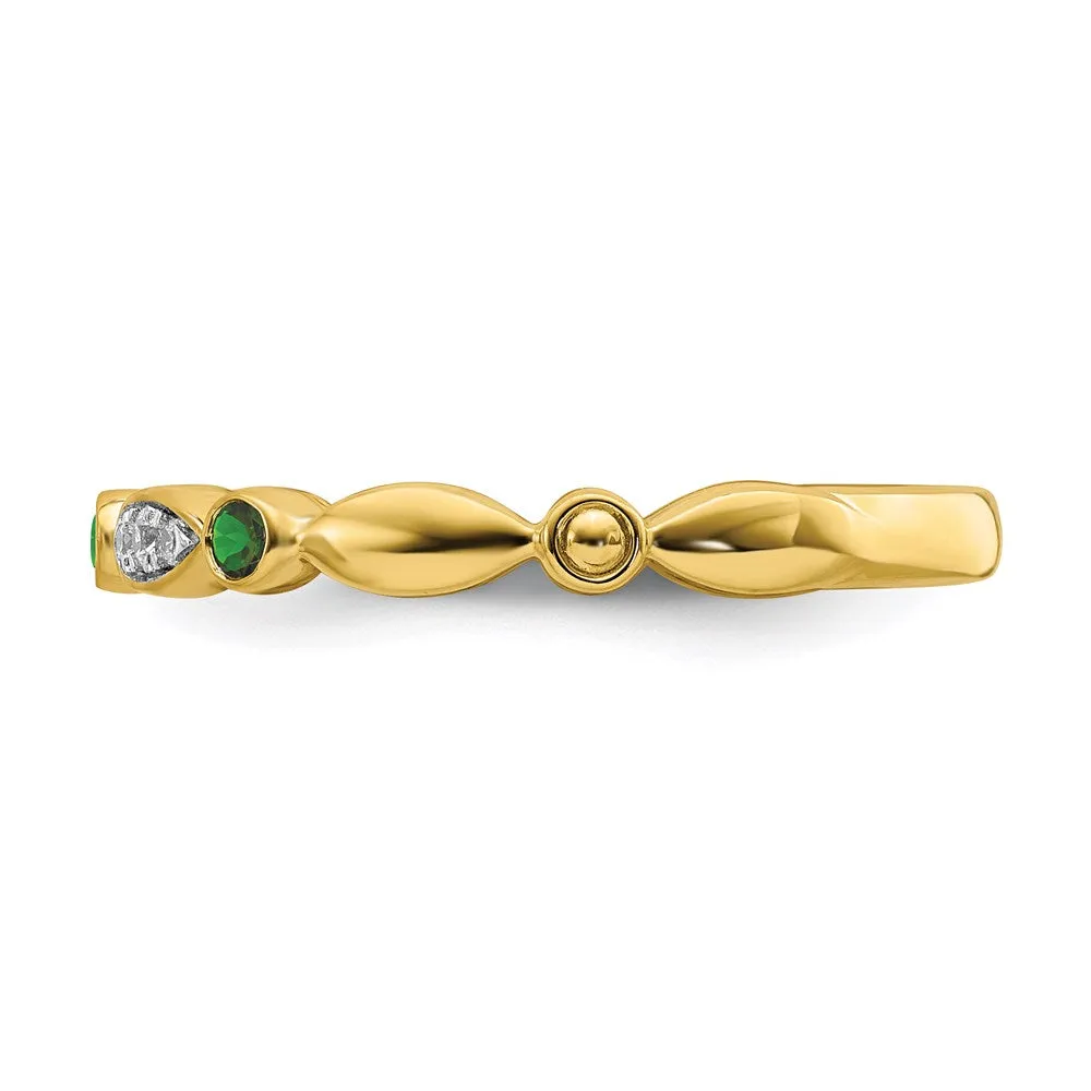 14k Stackable Expressions Created Emerald and Diamond Ring | SK2089