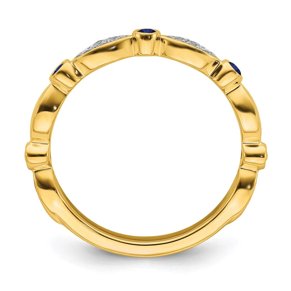 14k Stackable Expressions Created Sapphire and Diamond Ring | SK2088