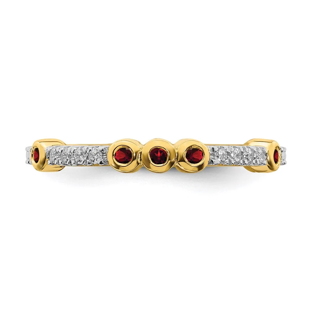 14k Stackable Expressions Garnet and Diamond Ring | SK2064