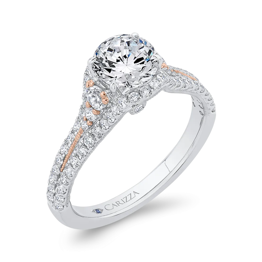 14K Two-Tone Gold Diamond Engagement Ring (Semi-Mount)