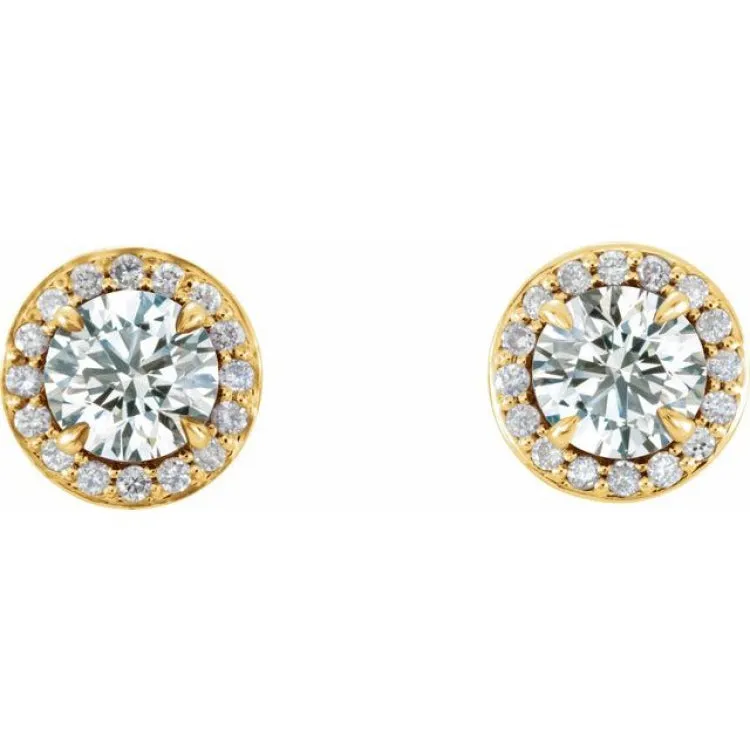 14K Yellow 3.5 mm Natural White Sapphire & 1/8 CTW Natural Diamond Earrings