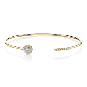 14K Yellow Gold 0.31ct. Contrasting Diamonds Open Cuff Bracelet