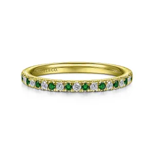 14K Yellow Gold Diamond and Emerald Anniversary Band