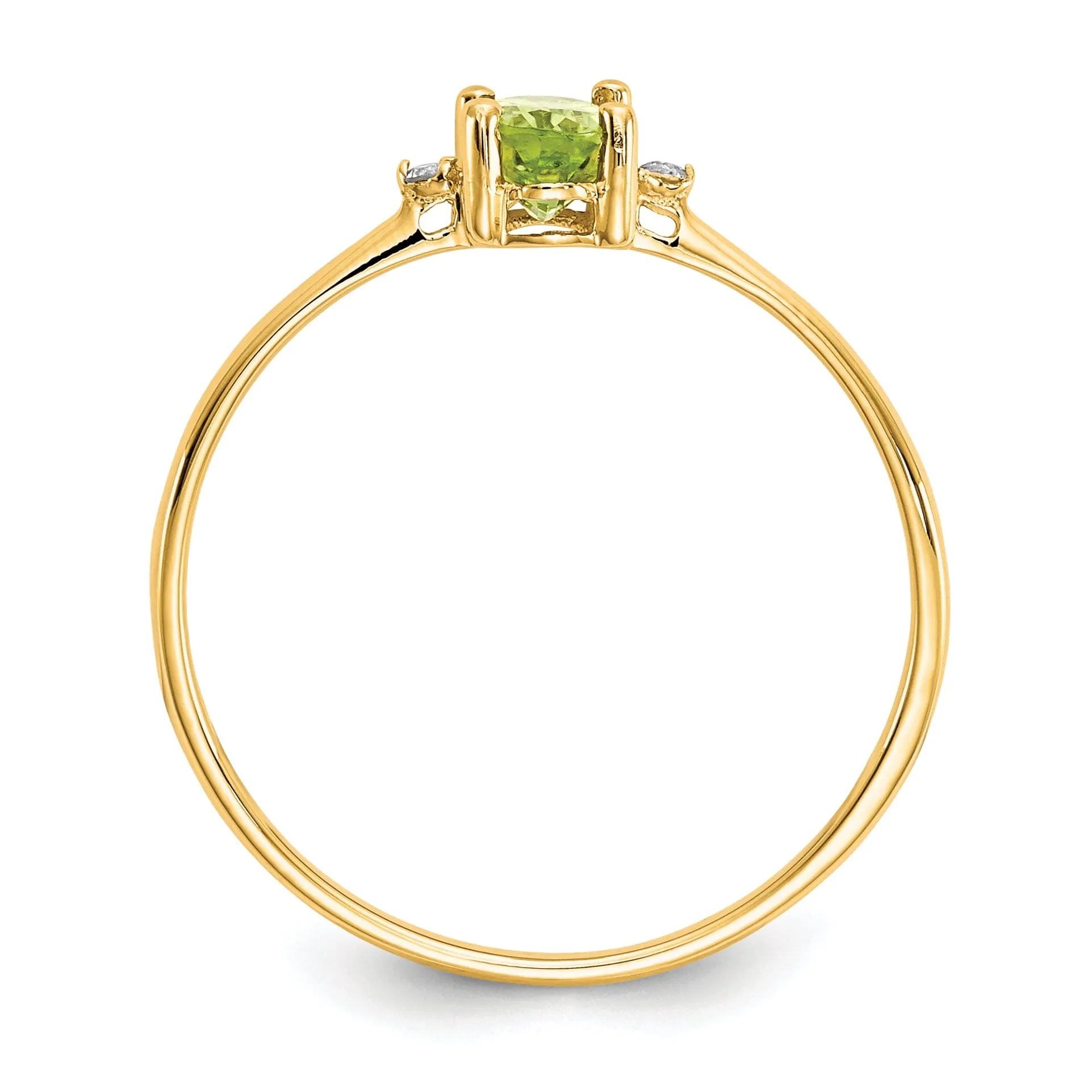 14k Yellow Gold Diamond Peridot Birthstone Ring