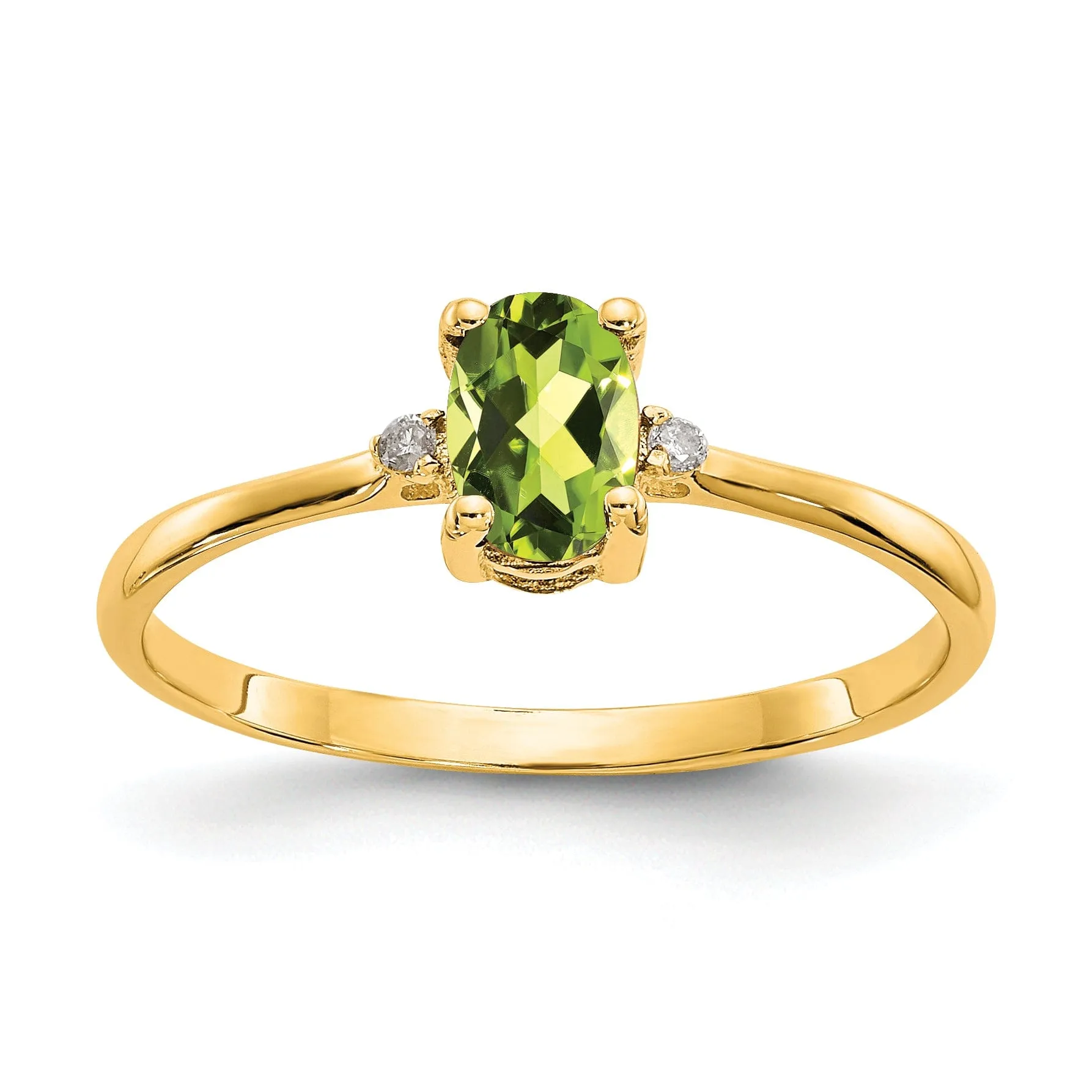 14k Yellow Gold Diamond Peridot Birthstone Ring