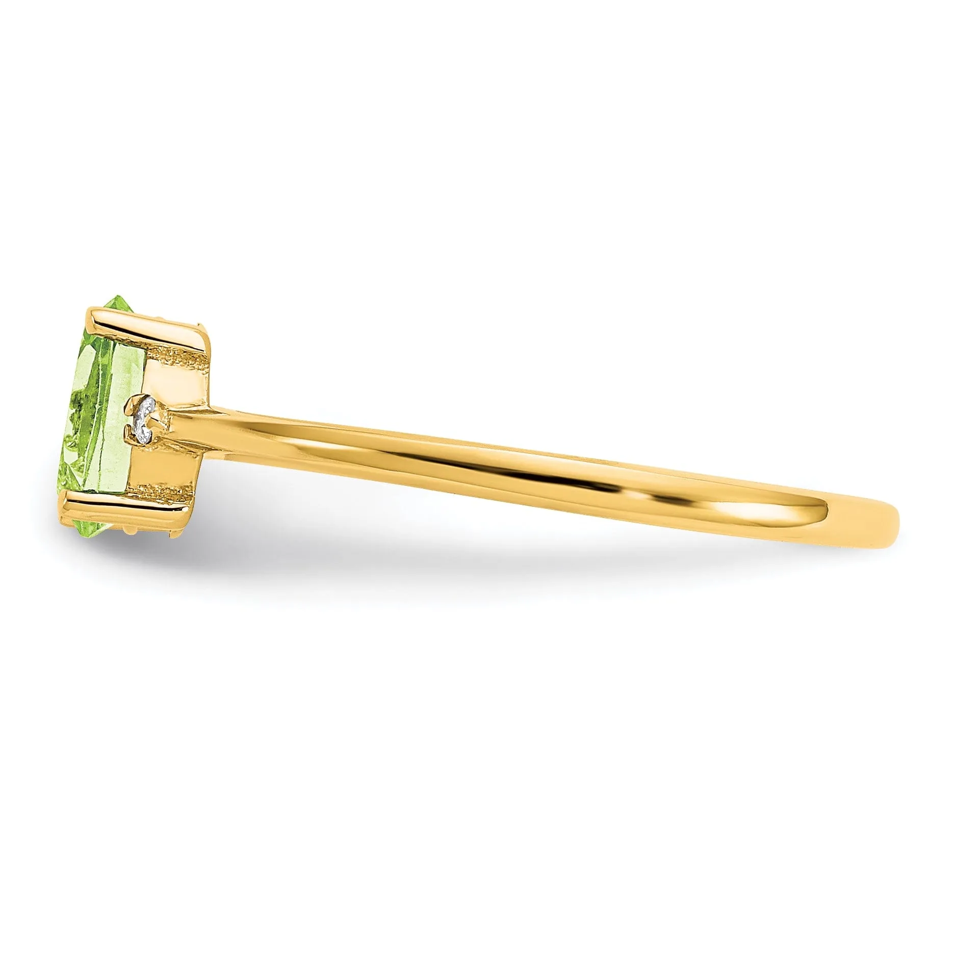 14k Yellow Gold Diamond Peridot Birthstone Ring