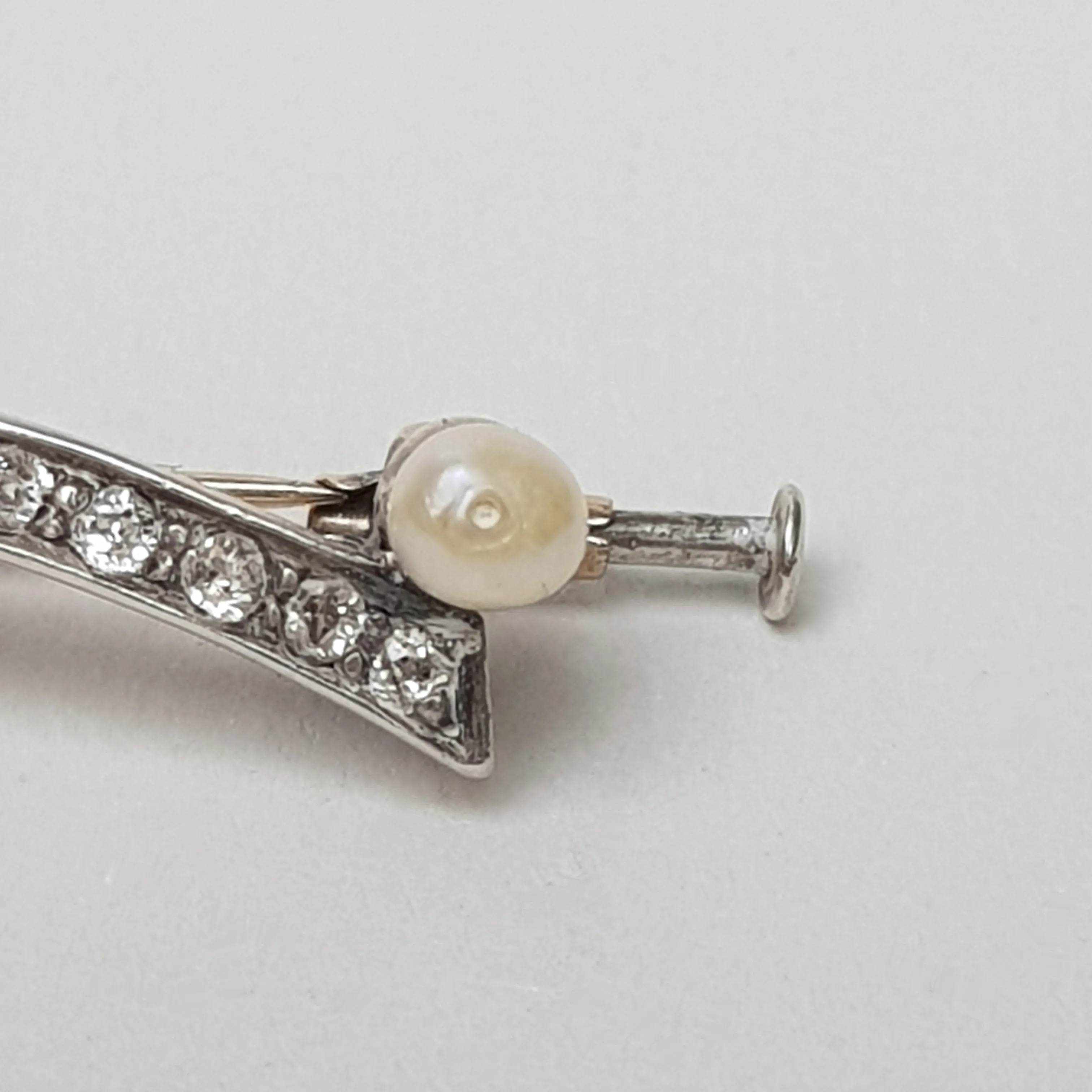 15k Gold Silver Diamond And Pearl Ocean Wave Brooch Antique Edwardian circa 1905