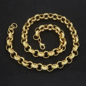 15mm Gold Alternate Filigree Belcher Chain 24 Inches