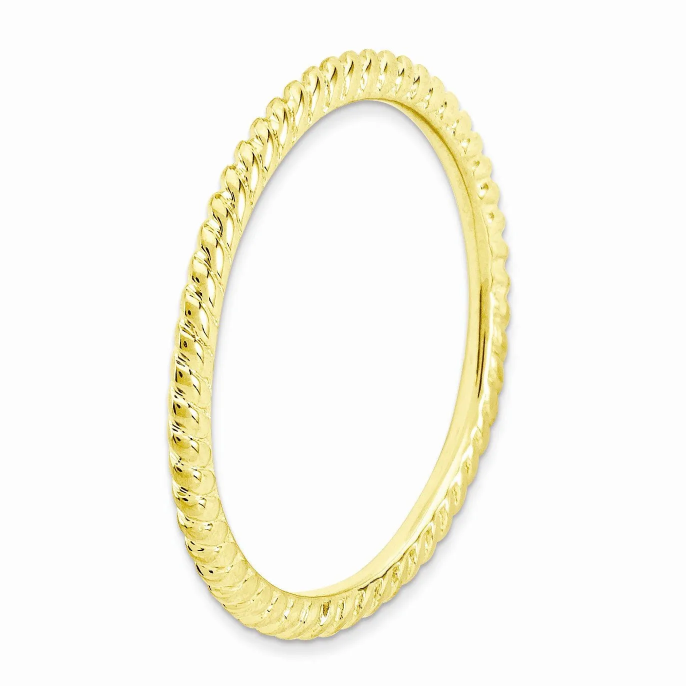 1.5mm Stackable 14K Yellow Gold Plated Silver Twisted Band