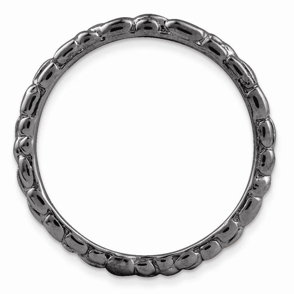 1.5mm Stackable Black Plated Silver Band