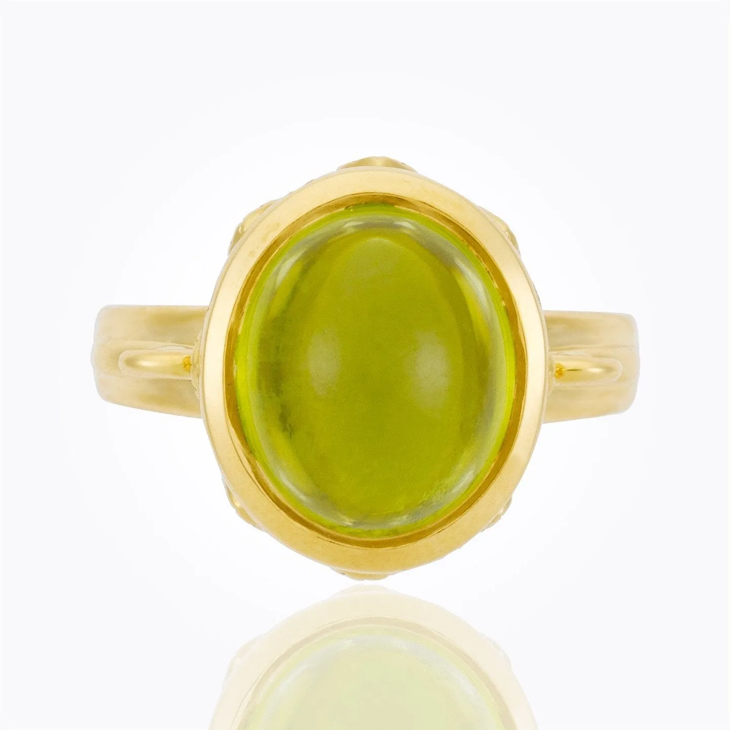 18K Arcadia Ring with cabochon peridot and diamond