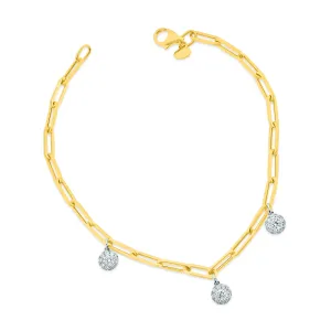 18K TWO TONE DIAMOND DANGLE BRACELET .41CT