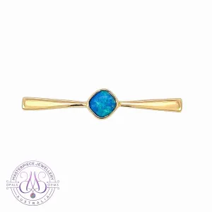 18kt Yellow Gold boulder Opal 1ct Blue Green brooch