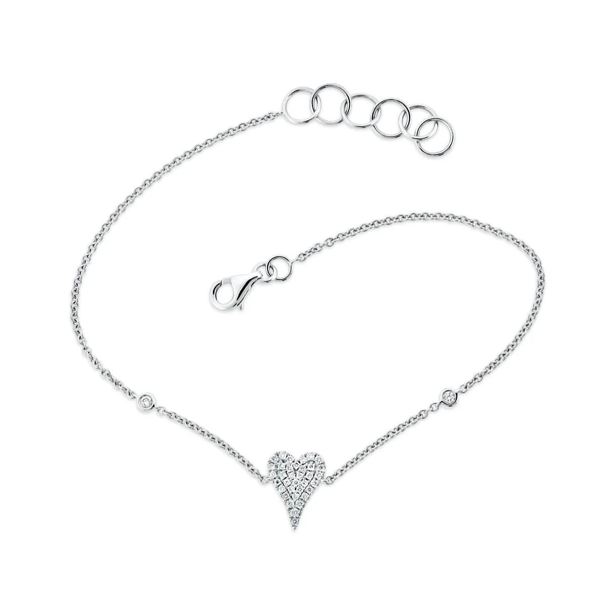 18KW PAVE DIAMOND HEART BRACELET .19CT