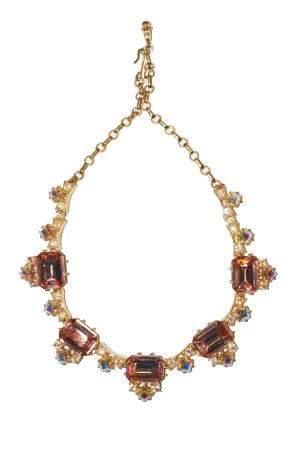 1960s Elsa Schiaparelli Iridescent Pink Rhinestone Necklace