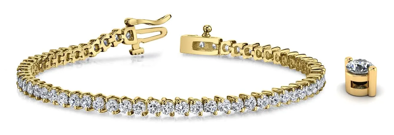 2 Prong Set Round Lab-Grown Diamond Tennis Bracelet with 5.97 ct.(finished) 3mm