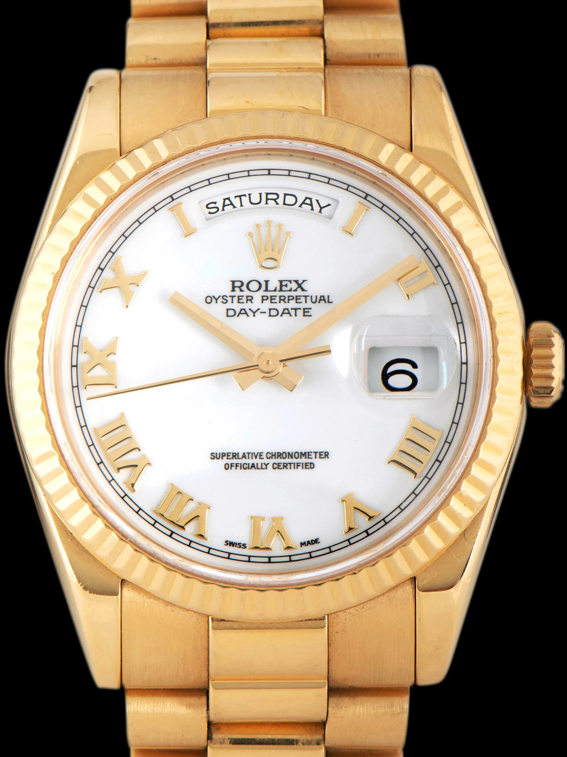 2000 Rolex Day-Date 18K YG (Ref. 118238) White Roman Numeral Dial W/ RSC Card