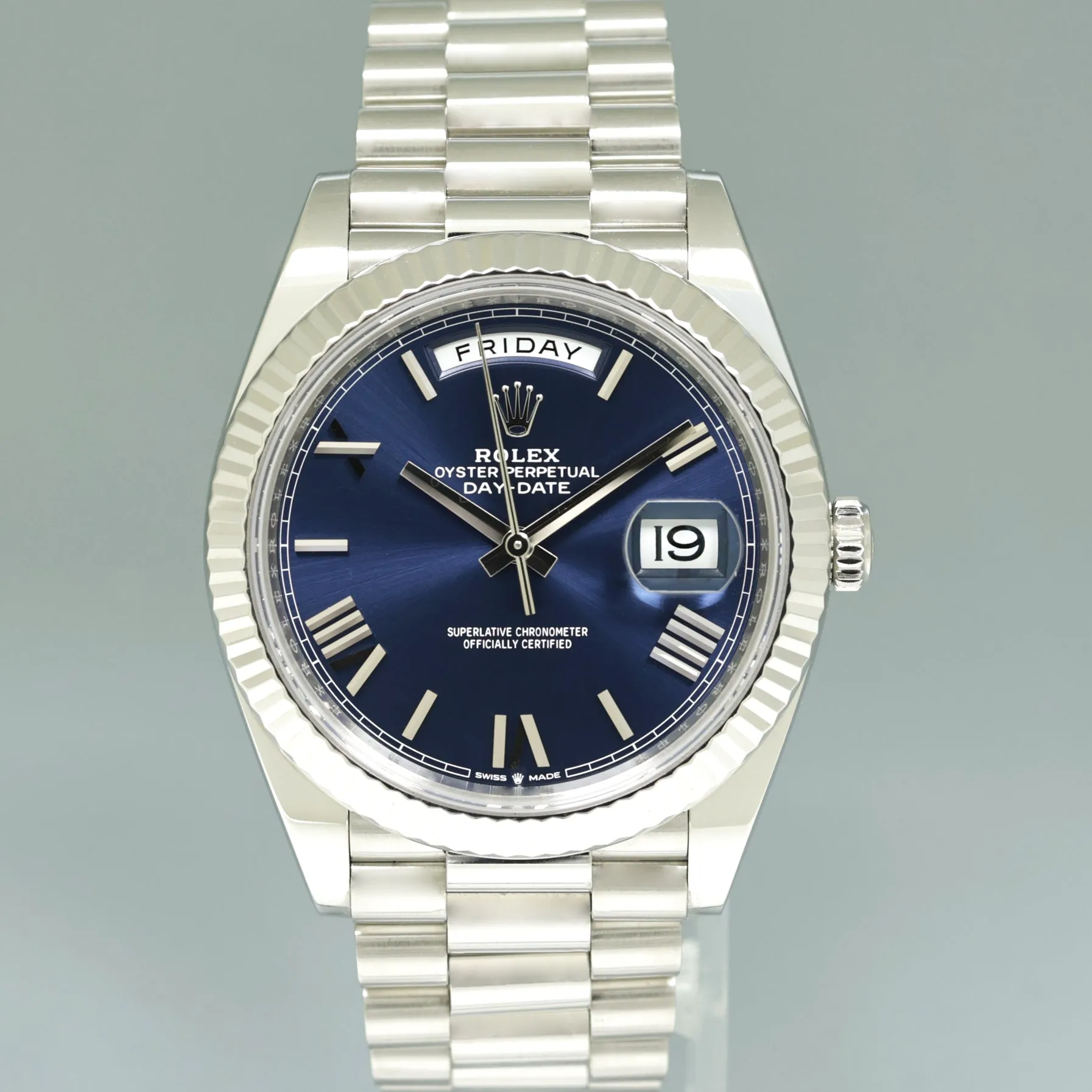 2024 NEW Rolex Platinum President Blue Roman Day Date 40mm 228236 Watch Box