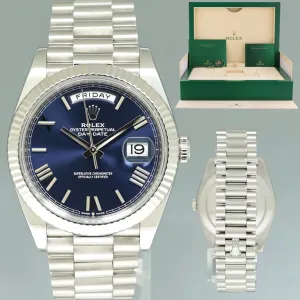 2024 NEW Rolex Platinum President Blue Roman Day Date 40mm 228236 Watch Box