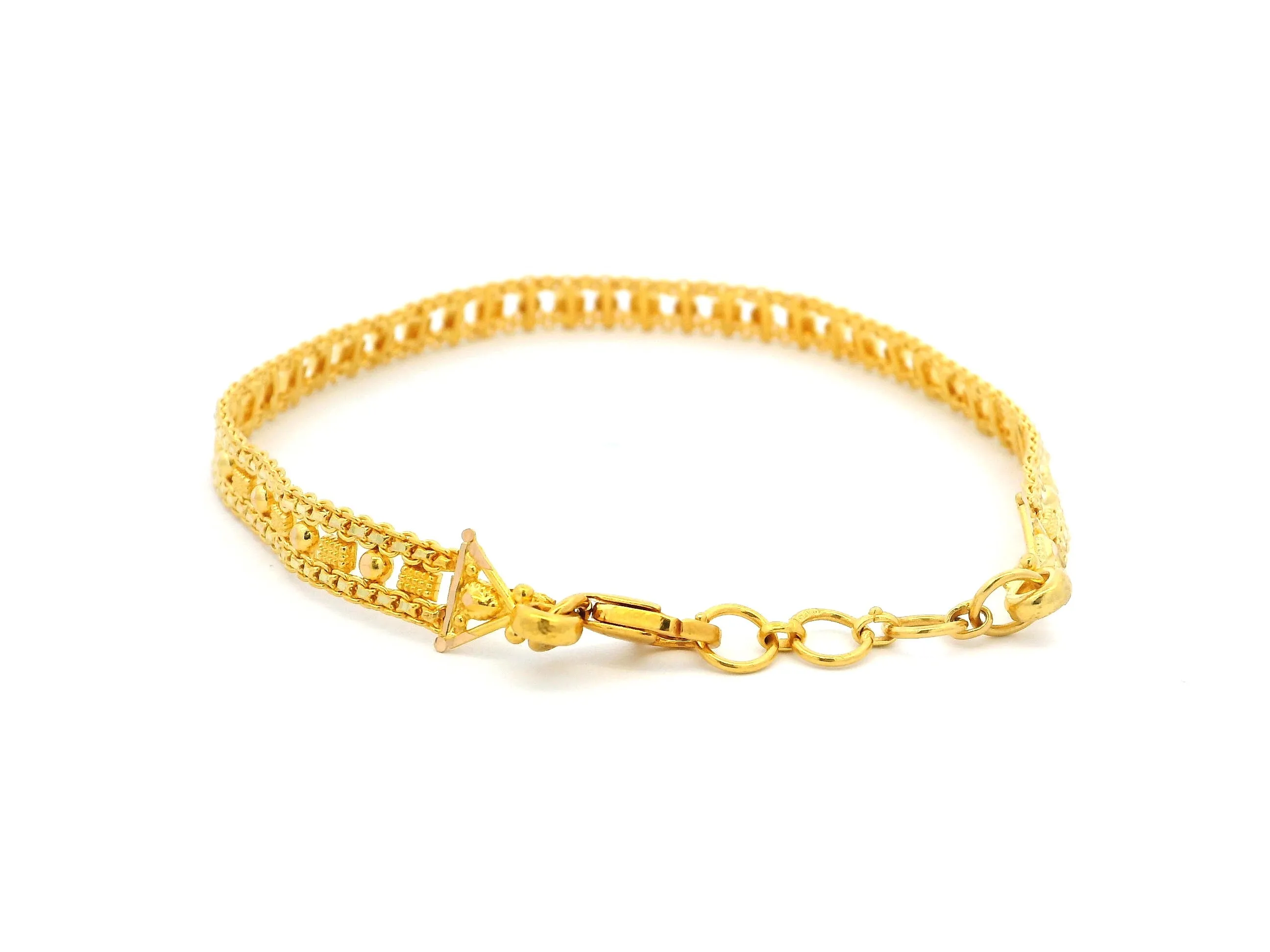 22ct Yellow Gold Flat Bracelet with Intricate Filigree Work Design – Elegant Gold Jewellery