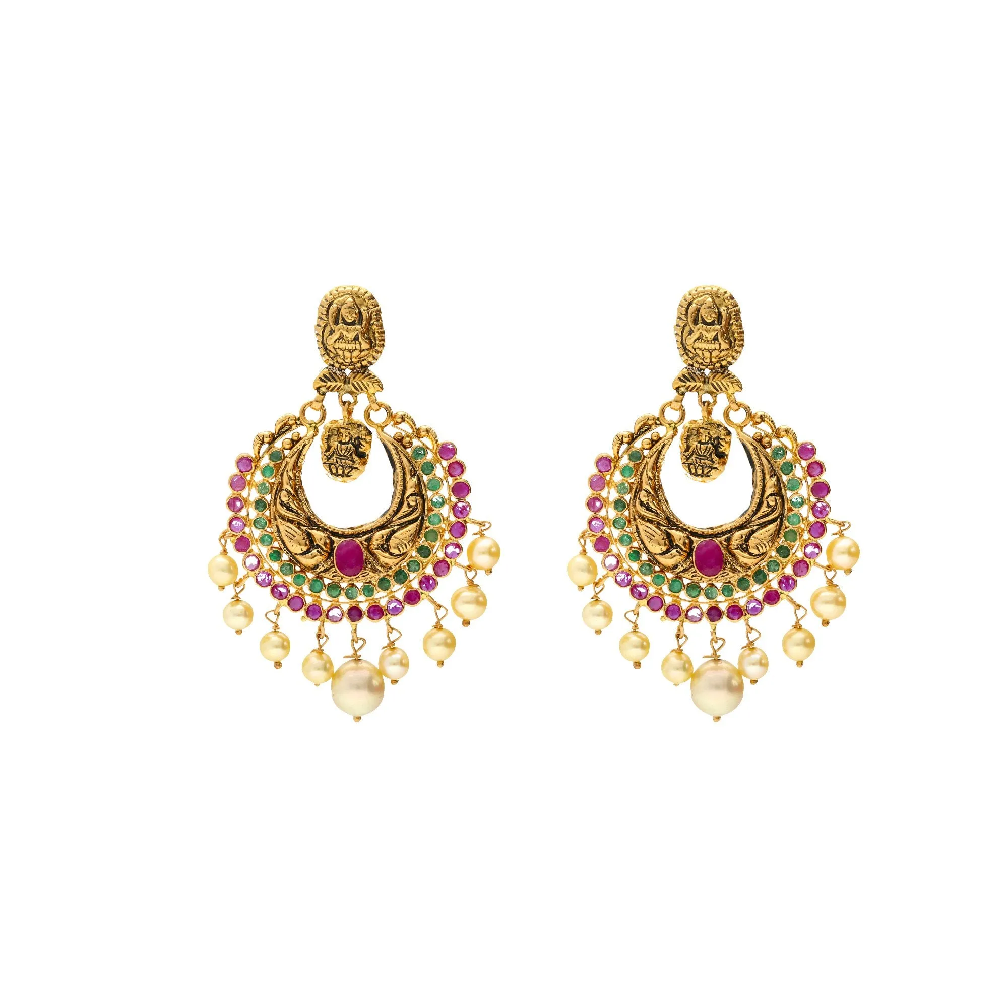 22K Gold & Gemstone Jeweled Temple Set