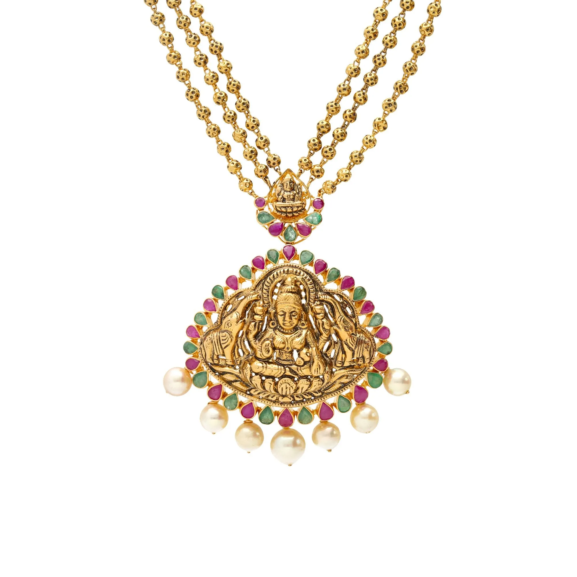 22K Gold & Gemstone Jeweled Temple Set