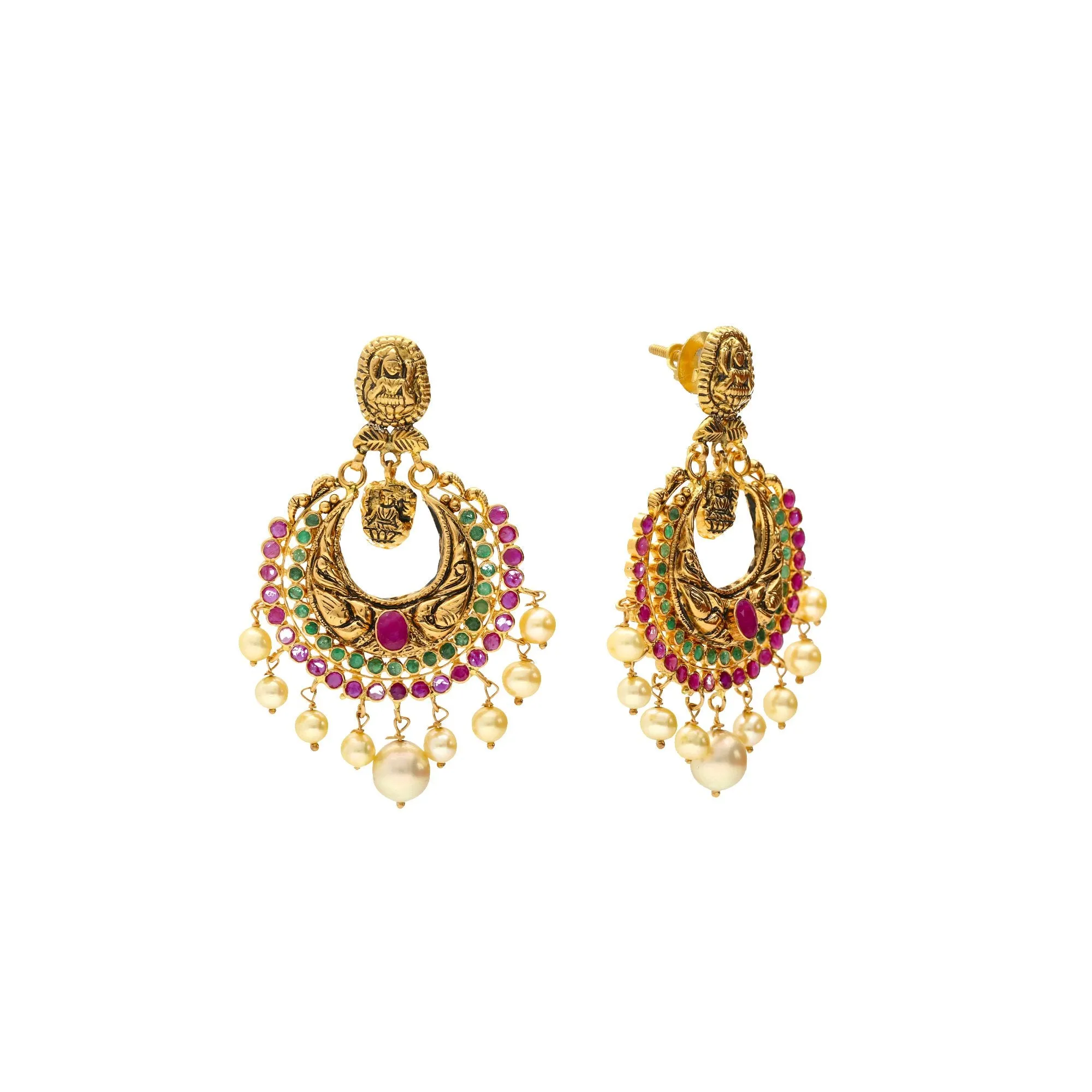 22K Gold & Gemstone Jeweled Temple Set