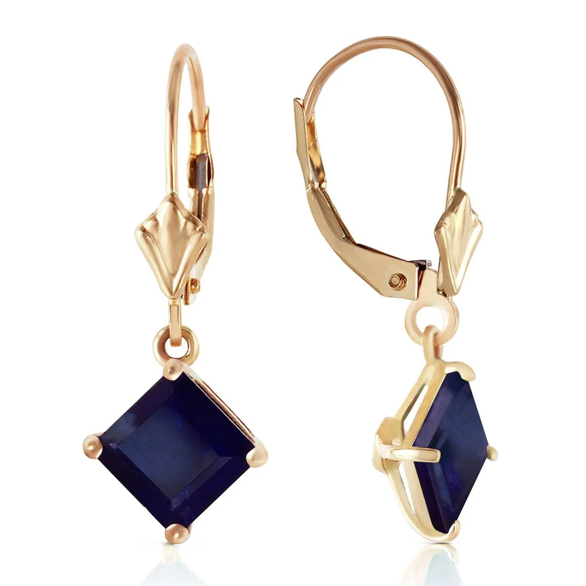 2.9 Carat 14K Solid Yellow Gold Cool Current Sapphire Earrings